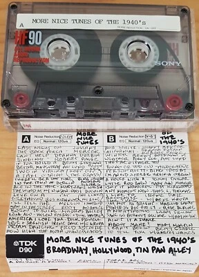 used Sony HF90 blank cassette tapes (has label - 40's Tunes Tin Pan Alley) - Image 1 of 2