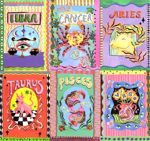 ELEANOR BOWMER ZODIAC GREETING CARDS Star Signs HOROSCOPES BIRTHDAY ART CARDS - Picture 1 of 12