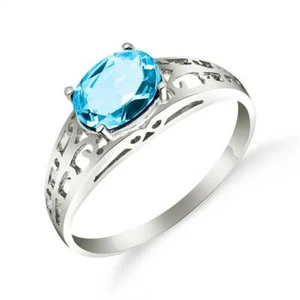 Anillo de topacio azul en oro blanco 14K (1,15 quilates) tw.) - Imagen 1 de 1