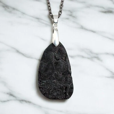 Colar pingente druso preto revestido de titânio corrente Gunmetal 24 polegadas - Imagem 1 de 4