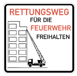 Feuerwehrzufahrt Schild 50x50cm ALU Aluminium Rettungsweg freihalten Feuerwehr - Bild 1 von 1