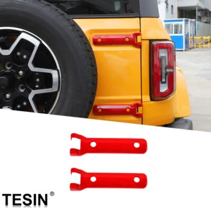 2x Rear Tailgate Hinge Spare Tire Cover Trim Accessories For Ford Bronco 21+ Red - Picture 1 of 12