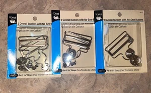 Dritz Overall Schnallen (x5) & No-Sew Knöpfe (x6) 88-65 1 5/8" Neu aus altem Lagerbestand und teilweise - Bild 1 von 5