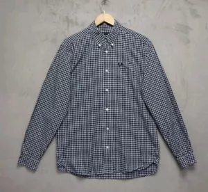 Fred Perry Camicia Uomo Gingham Manica Media Lunga Vestibilità Regolare Modello a Quadri... - Foto 1 di 12
