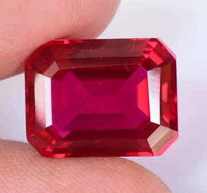 Natural MOZAMBIQUE Blood Red Ruby 11.60 CT Certified Emerald Cut Loose Gemstone - Picture 1 of 5