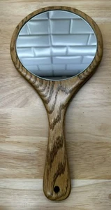 ESPEJO DE MANO VINTAGE ANTIGUO MADERA VIDRIO BISELADO 1990 M92 - Imagen 1 de 6