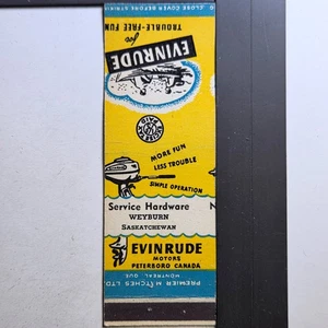 Evinrude Motors Weyburn Saskatchewan Vintage Outboard Design Matchbook - Picture 1 of 3