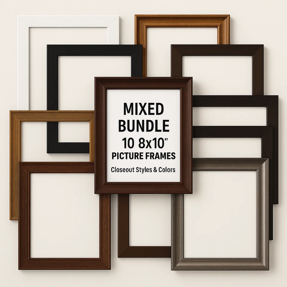 10 Piece Set 8x10 Inch Picture Frames - Mixed Closeout Styles & Colors - Image 1 of 1