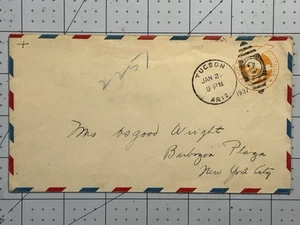 USA Stamps 1937 Airmail Cover from Tucson to NYC – Orange 6¢ Postage Due - Picture 1 of 1