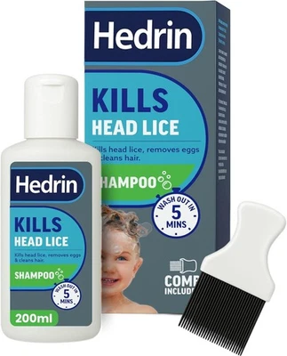 Hedrin Head Lice Shampoo and Comb Kit Kills Head Lice and Eggs in 5 Minutes 8 - Image 1 of 4