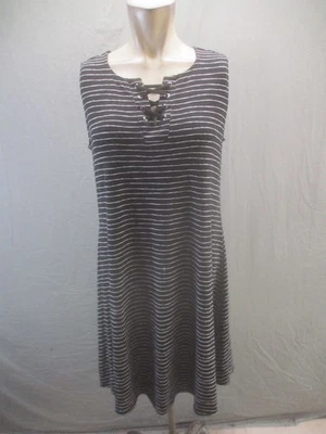 Chicos Size 1 Womens Multicolor Striped Sleeveless Stretch Comfy ALine Dress 969 - Image 1 of 4