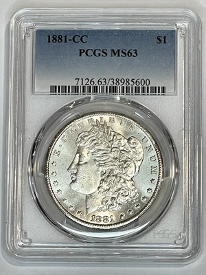 1881-CC Morgan Silver Dollar $1 PCGS MS63 ~ Beautiful Carson City Coin! - Image 1 of 2