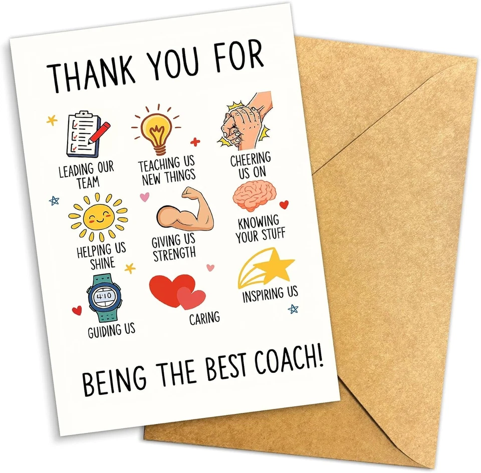 Thank You Card for Teachers and Coaches, Team Sports Gratitude, School Athlete A - Image 1 of 4