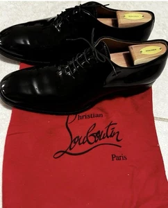 Christian Louboutin Greggo Men’s Black Patent Oxford Dress Shoes 44.5 EU / US 11 - Picture 1 of 9