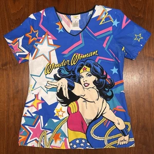 Wonder Woman Tooniforms Cherokee AOP Scrubs (S) Womens TF626 100% Cotton - Picture 1 of 3