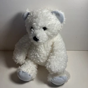 Manhattan Toy Co. Curly Q White Polar Bear Stuffed Plush BLue Ears and Feet - Picture 1 of 6