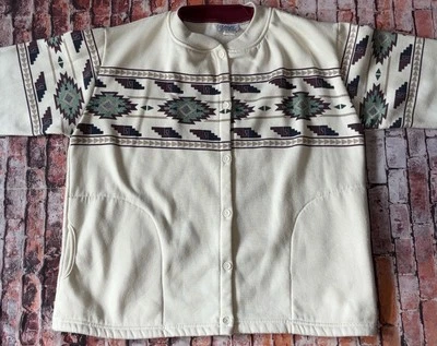 DE COLECCIÓN Único EE. UU. Azteca Estampado Suroeste Cárdigan Sudadera Adulto Talla Mediana Foto 1 de 4