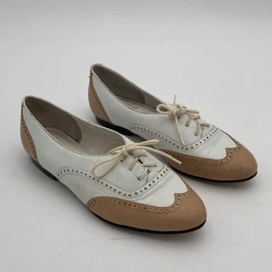 Vintage Bass Damen Zweifarbig Oxford Schuhe Leder Freizeit Retro Y2K Büro Goth - Bild 1 von 12