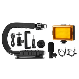 PULUZ U/C Shape Handheld SLR DV Bracket Stabilizer+LED Fill Light+Microphone Kit - Picture 1 of 11