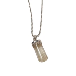 Sterling Silver Rutilated Quartz Pendant 925 Silver Chain 16" - Picture 1 of 4