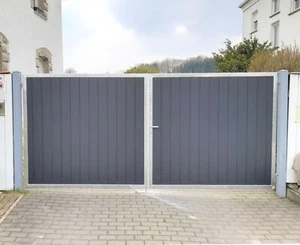 Doppelflügeltor Hoftor Einfahrtstor Tor Gartentor Sichtschutz Metalltor Drehtor - Bild 1 von 12