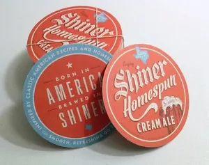 SHINER HOMESPUN CREAM ALE BEER BREWED IN TEXAS BREWERY 4" COASTERS - 44 Total- - Picture 1 of 5