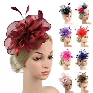 Wedding Headwear Fascinator Hats Cocktail Tea Party Feather Flower Headband - Picture 1 of 27