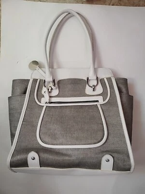 Bolso London Fog Blanco Tostado Clásico Lona Verano Tranquilo Lujo Preppy GND Informal Foto 1 de 4