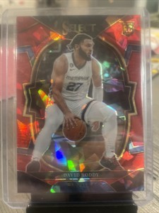 David Roddy 2022-23 Select Concourse Red Cracked Ice Prizm RC #78 Grizzlies