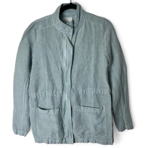 Caslon - Women's Linen Blend Zip Up Jacket Mint Blue - Sz. S - Picture 1 of 8