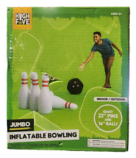 High Five Jumbo Inflatable Bowling Set Indoor/Outdoor 22" Pins 18" Ball 7 Pc Set