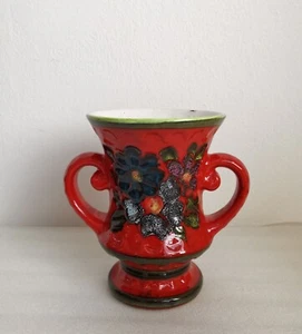 Bay Keramik Henkel Vase Nr. 99 17 in Rot mit Blumendekor, Germany, midcentury - Bild 1 von 9