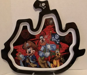 Disney Parks Mickey & Goofy Pirate Ship Shaped Melamine Plate - Picture 1 of 3