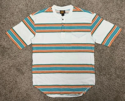 Faded Glory Southwestern Striped Beach Hippie Retro Henley M/L Shirt VTG 80s 90s - Image 1 of 4