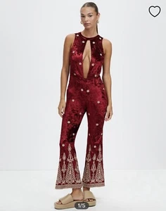 Tuta LENNI The Label donna cromatica anni 70 boho bohemien hippie vino prezzo al dettaglio consigliato $ 269 - Foto 1 di 21