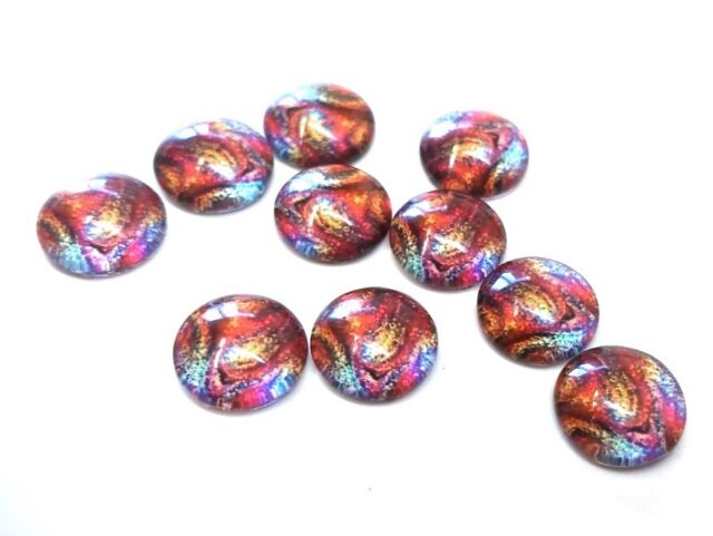 Vintage UV Cadmium Glass Cabochon Red Faceted Flat Back 23mm