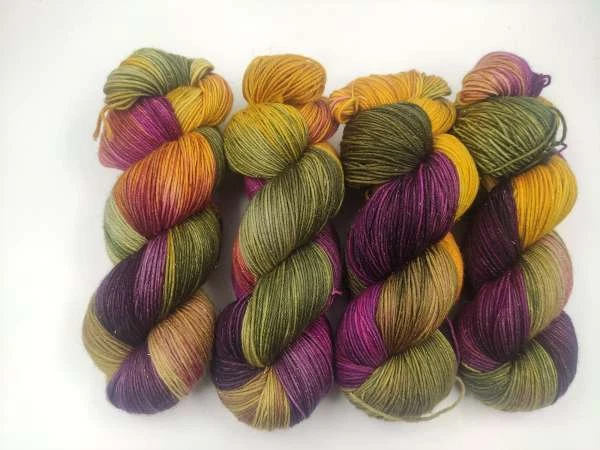 Handgefärbtes Merino Gold Glitzer Garn 100 g - HERBSTLICH  346 - Bild 1 von 1