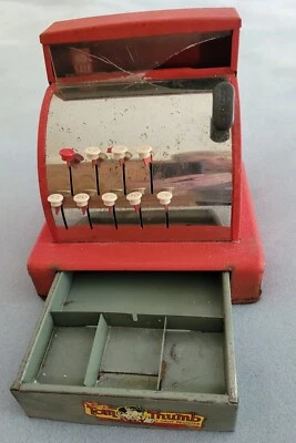 Caja registradora roja de juguete para niños Tom Thumb años 50 - ¡En estado de funcionamiento! ¡VINTAGE! Foto 1 de 4