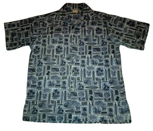 Vtg GO BAREFOOT Hawaiian Aloha Shirt  Hula Girls & Surf Boards  (Men's M)  USA  - Picture 1 of 7