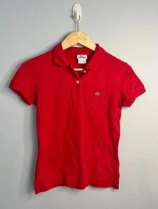 Polo LACOSTE niños talla 38 (S) rojo piqué manga corta usado en excelente estado - Imagen 1 de 4