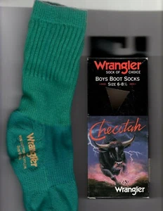 Vintage Checotah Wrangler Boys Boot Socks Green Size 6 - 8.5 NEW with Box CW-118 - Picture 1 of 11