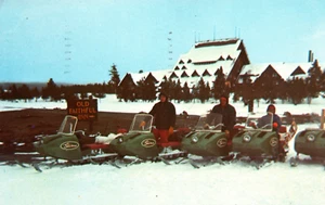 Postcard Wintertime Old Faithful Inn Yellowstone Ntl. Park Vintage Stamped 1974 - Picture 1 of 2