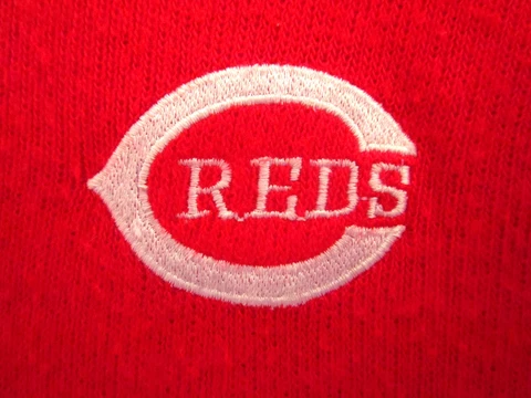 CINCINNATI REDS logo vtg small baseball knit sweater embroidery V-neck Cover
