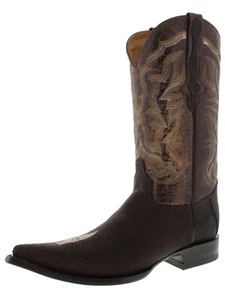 Herren Cowboystiefel Leder Braun Rochenhaut Vaquero Rancho Botas Größe 6,5 - Bild 1 von 5