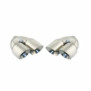 Pair 2.25'' ID 3.5'' OD Universal Dual Exhaust Slant Tips Stainless Polished - Picture 1 of 10