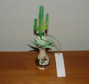 Paper Handmade Floral Succulent & Saguaro Cactus in Upcycled Vase, w/ Gift Tag - Picture 1 of 3