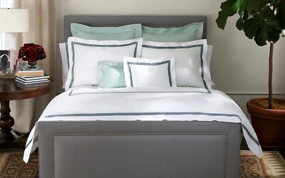 $1442 MATOUK LOWELL QUEEN DEEP JADE EMERALD GREEN FLAT SHEET 2 SHAMS 2 CASES SET - Image 1 of 4