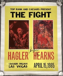 Thomas Hearns Signed Canvas 28x34 Boxing Neiman Marvin Hagler Autograph PSA/DNA - Picture 1 of 9