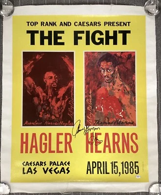 托马斯·赫恩斯签名帆布 28x34 拳击 Neiman Marvin Hagler 亲笔签名 PSA/DNA — 第 1/4 张图片