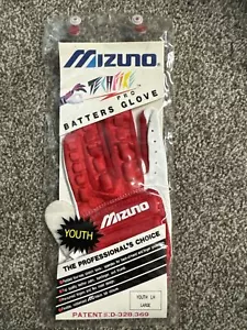MLB Mizuno TechFIRE PRO Batters Glove Youth Large New Vintage Left Hand LH Red - Picture 1 of 2